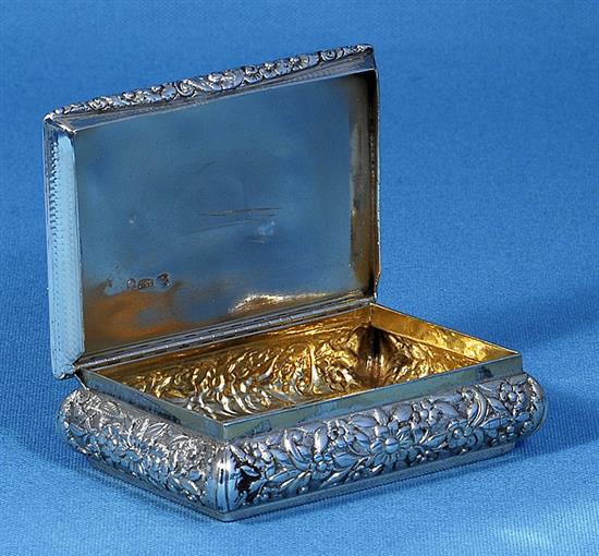 A William IV engine turned silver snuff box, by Nathaniel Mills, Length 98mm, Weight: 5.9oz/185grms